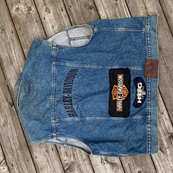 Vintage 1971 Embroidered Harley Davidson Biker Blues Denim Jacket XL Blue - Picture 8 of 9